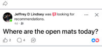 PEOPLE ARE CONSTANLTY LOOKING FOR OPEN MATS. HELP THEM FIND YOURS BY JOINING OUR PLATFORM