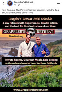 ADVERTISE DESTINATION SEMINARS. THESE ARE PERFECT FOR WRESTLERS AND BOXERS WHO WANT TO GET AN INTRO TO BJJ IN A NON-COMPETITIVE VACATION SETTING