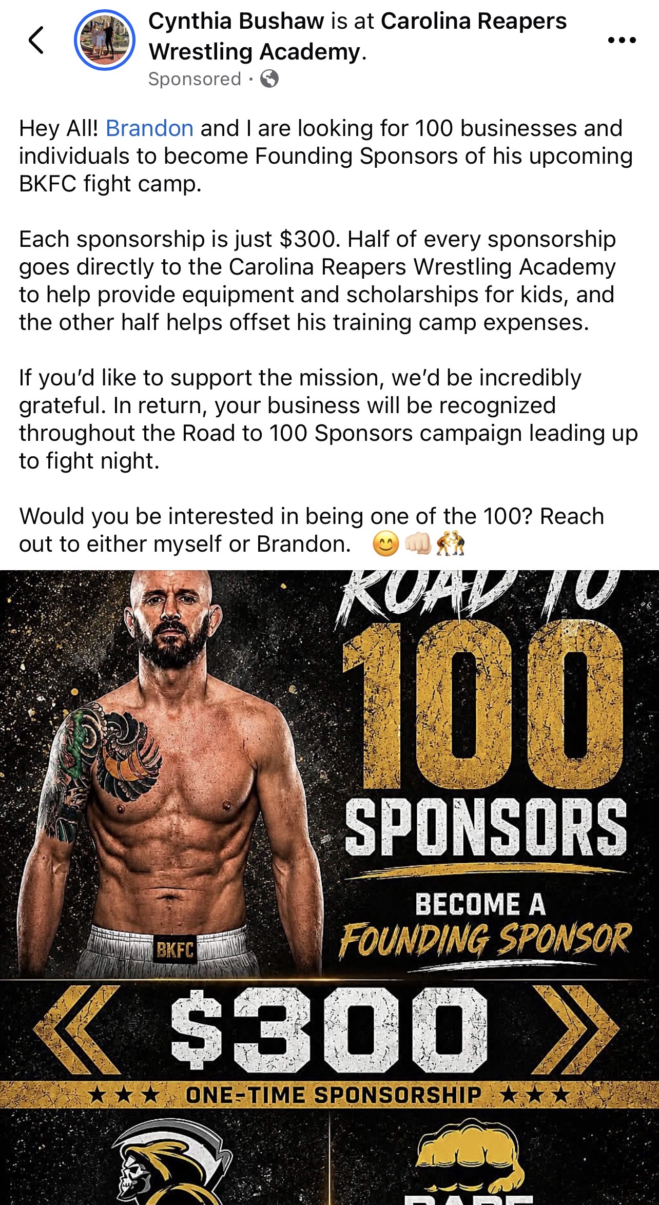 THIS IS THE COMMON SPONSORSHIP. GIVE 300$ WITH NO CLEAR PATH TO R.O.I AT ALL. 